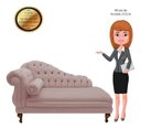 Ver imagem 4 de Recamier Divã Larissa 150cm Direito Suede:rose/liso