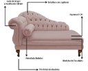 Ver imagem 5 de Recamier Divã Larissa 150cm Direito Suede:rose/liso