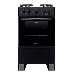 Fogão Atlas 4 Bocas Coliseum Plus com Mesa de Inox Preto Bivolt - 1