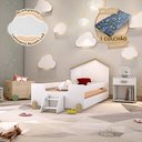 Ver imagem 1 de Cama de Criança Infantil com Colchão e Escadinha Solteiro Ayla Branca e Natural Acompanha Luminária