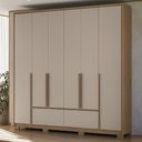 Ver imagem 2 de Guarda Roupa Casal 217cm 6 Portas Denali Carvalho/Fendi Z17 - Mpozenato