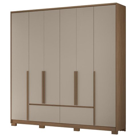 Guarda Roupa Casal 217cm 6 Portas Denali Carvalho/Fendi Z17 - Mpozenato