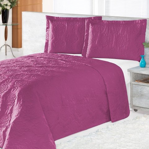 Cobre Leito Pratic Rosas Queen 3 Pecas - Pink Enxovais Aquarela