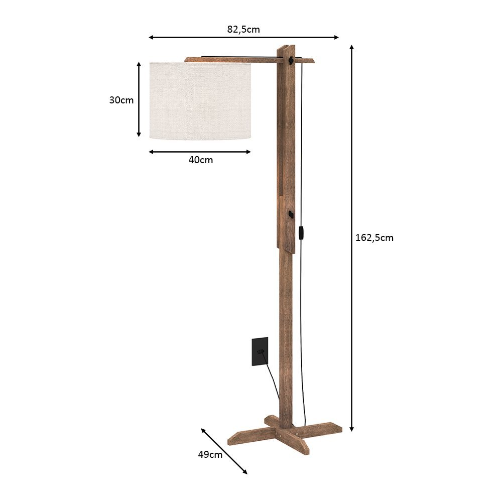 Luminária Moderna de Chão Onix com Cúpula Abajur Pés em Mdf Bege - 3