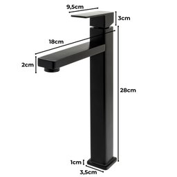 Torneira Bica Alta banheiro/lavabo/pia Luxo Preto - 7