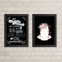 Ver imagem 1 de Kit 2 Quadros Café Cozinha Bons Momentos 45x34cm - com vidro:Madeira branca
