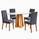 Ver imagem 2 de Conjunto Sala de Jantar Mesa Lisa 120cm Tampo MDF Vidro Canto Arredondado 4 Cadeiras Maitê
