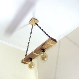Luminária Lustre Pendente Rústico Retro Madeira 65cm - 2