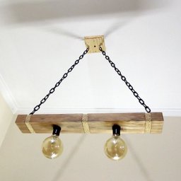 Luminária Lustre Pendente Rústico Retro Madeira 65cm - 4