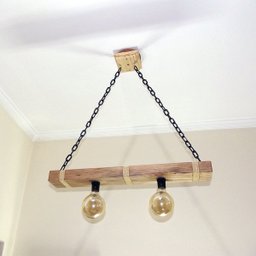 Luminária Lustre Pendente Rústico Retro Madeira 65cm - 3