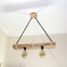 Luminária Lustre Pendente Rústico Retro Madeira 65cm - 3