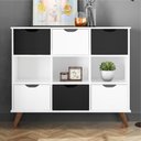 Ver imagem 1 de Nicho Organizador Branco Retrô (1478.69) + Kit 3 Gavetas Brancas (1479.5) + Kit 3 Gavetas Pretas (