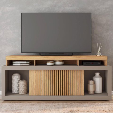 Rack para TV até 75 Polegadas MDF 180cm Valença Caemmun Marrom Buriti/Fendi
