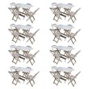 Ver imagem 1 de Kit 8 Conjuntos De Mesa Com 4 Cadeiras De Madeira Dobravel 120X70 Sem Pintura/Crua - Marrom