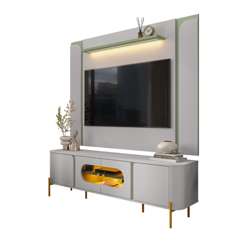 Rack Bellagio + Painel Lucent até 75 Polegadas Pés em Aço