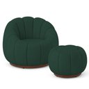 Ver imagem 1 de Poltrona Decorativa Orgânica Fixa com Puff Nuvem Boucle Verde Escuro Loja Sheep