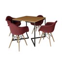 Ver imagem 2 de Jogo de Mesa Industrial Base Preta Tampo Quadrado 90cm Canela com 4 Poltronas Estofadas Vermelho