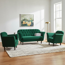Ver imagem 2 de Kit Namoradeira + 2 Poltronas Decorativa Dália Bouclé Verde