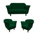 Ver imagem 3 de Kit Namoradeira + 2 Poltronas Decorativa Dália Bouclé Verde