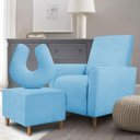 Ver imagem 4 de Kit Amamentação Poltrona + Puff + Almofada Sophia Suede Azul Turquesa