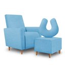 Ver imagem 1 de Kit Amamentação Poltrona + Puff + Almofada Sophia Suede Azul Turquesa