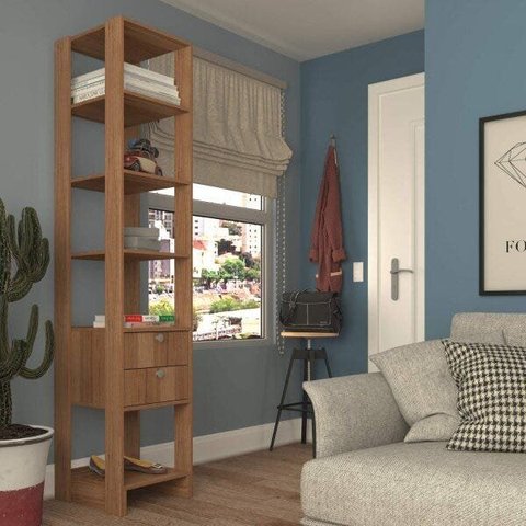 Estante de Livros 40CMX200CM 2 Gavetas 4 Prateleiras Marrom