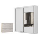 Ver imagem 1 de Guarda Roupa Casal Sienna com Espelho e Gaveteiro Milão com Chave Neve - Novo Horizonte