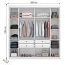 Ver imagem 3 de Guarda Roupa Casal Sienna com Espelho e Gaveteiro Milão com Chave Neve - Novo Horizonte