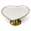 Ver imagem 1 de Centro de Mesa em Formato de Coração Dourado com Branco Perolado a: 15cm C: 27cm