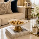 Ver imagem 2 de Centro de Mesa em Formato de Coração Dourado com Branco Perolado a: 15cm C: 27cm