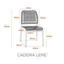Ver imagem 3 de Kit Mesa Arpoador Alumínio e Tampo em Vidro e 4 Cadeiras Leme Aço e Corda Nautica Cinza/Preto Marrom