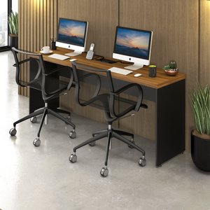 Mesas de Escritório Plataforma 2 Lugares Modelo Side To Side - 1,80 X 0,45 com Caixa Tomada - Málaga