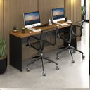 Ver imagem 3 de Mesas de Escritório Plataforma 2 Lugares Modelo Side To Side - 1,80 X 0,45 com Caixa Tomada - Málaga