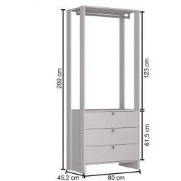 Módulo Closet 1 Cabideiro 3 Gavetas Yes - 2