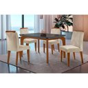 Ver imagem 1 de Sala de Jantar Completa Londrina Tampo Madeirado C- Vidro Curvo 120x80 e 4 Cadeiras Amsterdã Imbuia