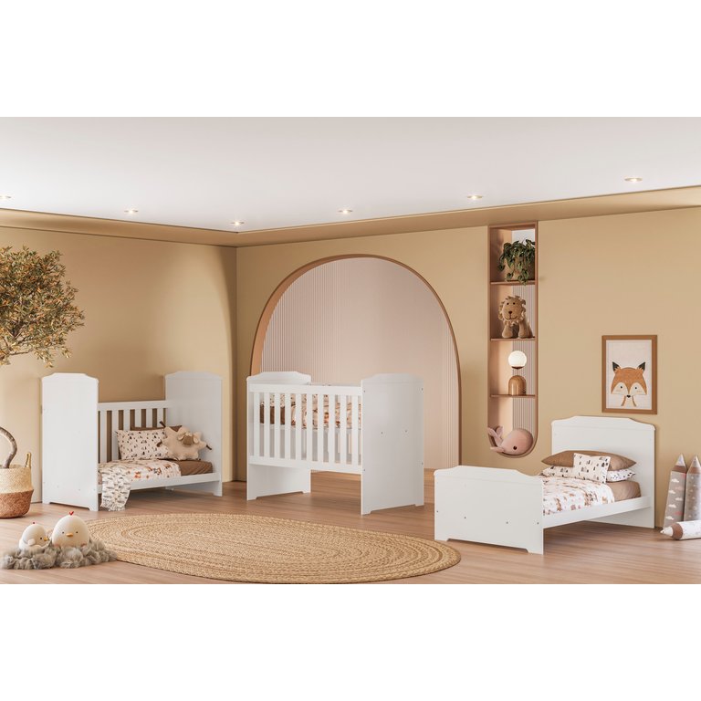 Berço 3 em 1 Vira Mini Cama e Sofá 100% Mdf com Mosquiteiro