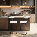Ver imagem 1 de Banqueta Alta Cozinha Área Gourmet Bancada 70cm Encosto Industrial Aço Kit 2 Ziria Pu S02 - D’Rossi