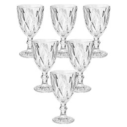 Jogo de Taças de Vidro Transparente Diamond 340ml 6 Peças - Lehaví - 1