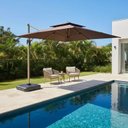 Ver imagem 1 de Ombrelone Guarda Sol Piscina e Jardim Quadrado 3X3 em Alumínio com Base (Guarda Sol para Piscina)
