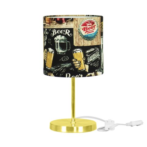 Abajur Eros Cilindrico Bar Com Base Redonda Dourado