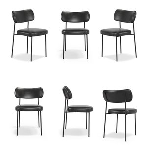 Kit 6 Cadeiras Fixa Stela Courino Preto Recepção - Vallisa Decor