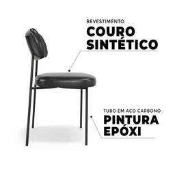 Kit 6 Cadeiras Fixa Stela Courino Preto Recepção - Vallisa Decor - 7