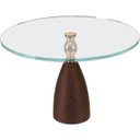 Ver imagem 1 de Prato para Doces Redondo Home&co com Base em Metal Cor de Madeira Vidro 21x35x35cm Transparente