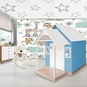 Ver imagem 1 de Casinha de Brinquedo Artesanal Mdf com Telhado Branco/azul L12 - Gran Belo Casinha Infantil