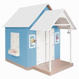 Casinha de Brinquedo Artesanal Mdf com Telhado Branco/azul L12 - Gran Belo Casinha Infantil - 2