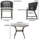 Ver imagem 2 de Mesa com 6 Cadeiras de Jantar Roma 120cm e Noronha em Alumínio Marrom Corda Náutica Estofado 3 Trama