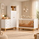 Ver imagem 1 de Kit Quarto de Bebê Flora Guarda Roupa Cômoda Berço Mini Cama Qmovi