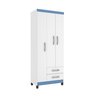 Guarda-Roupa Solteiro Boston 3 Portas Branco/Azul Facilite House - 3
