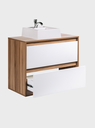 Ver mais imagens de Gabinete para Banheiro com Cuba e Armario 80cm Mdf Freijo com Branco Dubai - On Móveis