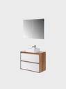 Ver imagem 5 de Gabinete para Banheiro com Cuba e Armario 80cm Mdf Freijo com Branco Dubai - On Móveis